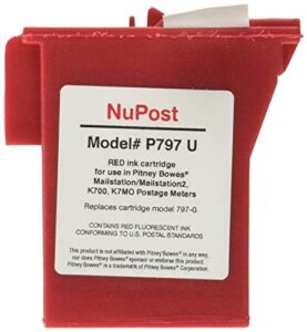 nupost non-oem new postage meter red ink cartridge for pitney bowes 797-0/797-q/ 797-m