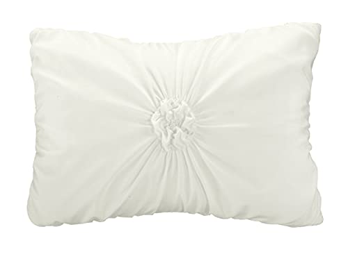 Chic Home Halpert 6 Piece Comforter Set Floral Pinch Pleated Ruffled Designer Embellished Bed Skirt and Decorative Pillows Shams Included, Queen, White