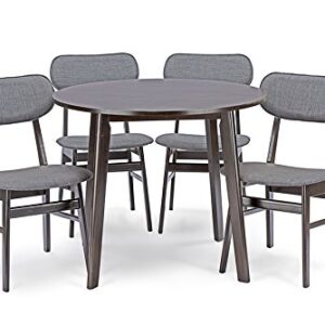 Baxton Studio Debbie Mid-Century Round Dining Table, Dark Brown