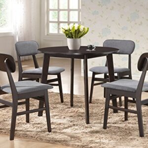 Baxton Studio Debbie Mid-Century Round Dining Table, Dark Brown