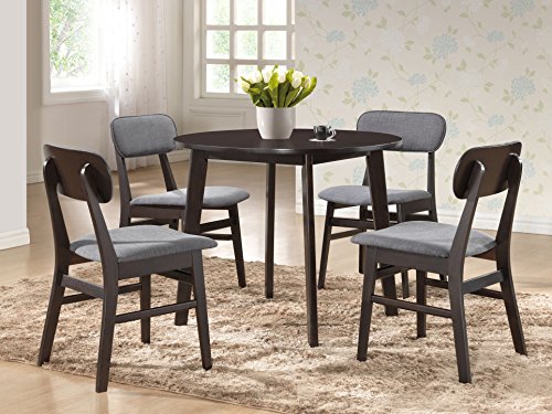 Baxton Studio Debbie Mid-Century Round Dining Table, Dark Brown