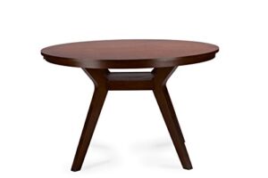 baxton studio montreal mid-century dark walnut round wood dining table
