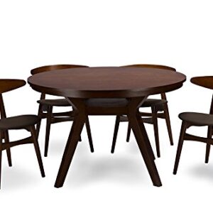 Baxton Studio Montreal Mid-Century Dark Walnut Round Wood Dining Table