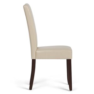 SIMPLIHOME Acadian Transitional Parson Dining Chair (Set of 2) in Satin Cream Vegan Faux Leather, For the Dining Room