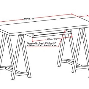 SIMPLIHOME Sawhorse SOLID WOOD Modern Industrial 60 inch Wide Home Office Desk, Writing Table, Workstation, Study Table Furniture in Medium Saddle Brown