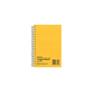 national brown board cover notebook, narrow, 1 subject, green paper, 7.75" x 5", 80 sheets (33002)