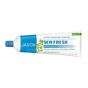 jason sea fresh antiplaque & strengthening toothpaste, deep sea spearmint 6 oz (pack of 6)