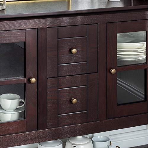 Walker Edison Charlotte Classic Glass Door Storage Buffet, 52 Inch, Espresso