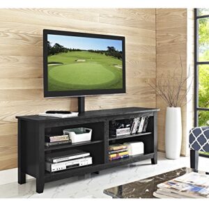 walker edison wren classic 4 cubby tv stand for tvs up to 65 inches with mount, 58 inch, black