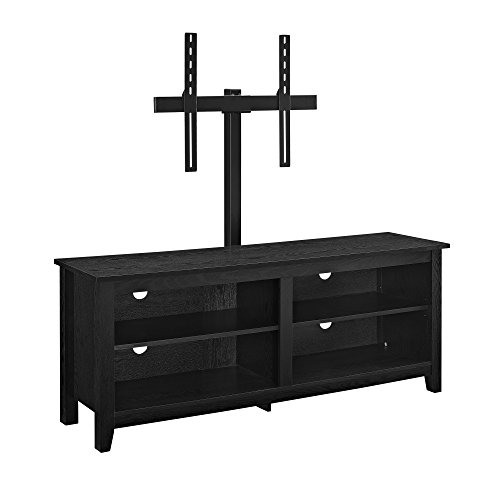 Walker Edison Wren Classic 4 Cubby TV Stand for TVs up to 65 Inches with Mount, 58 Inch, Black