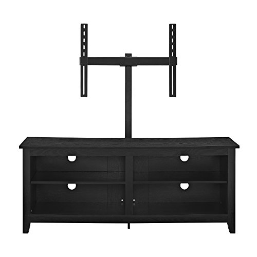 Walker Edison Wren Classic 4 Cubby TV Stand for TVs up to 65 Inches with Mount, 58 Inch, Black