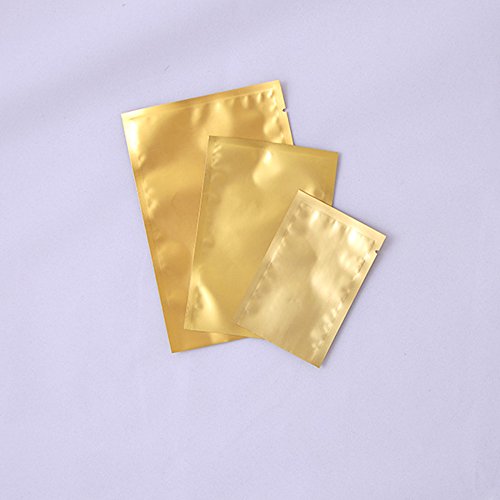 100 Premium Gold Foil Open Top Bags w/Tear Notches 6x9cm (2.3x3.5")