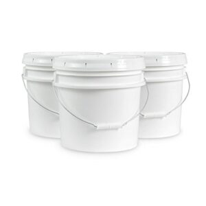 Ropak USA 3.5 Gallon Food Grade White Plastic Bucket with Handle & Lid - Set of 3