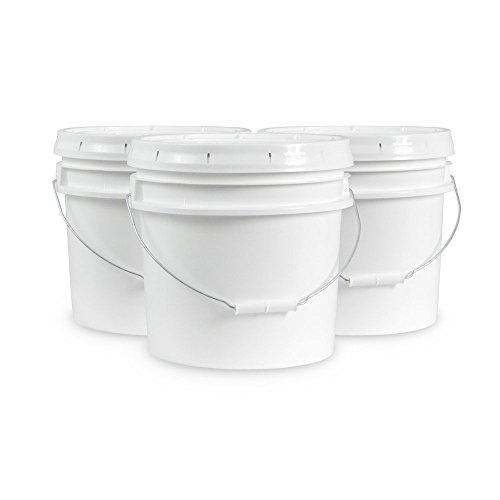 Ropak USA 3.5 Gallon Food Grade White Plastic Bucket with Handle & Lid - Set of 3