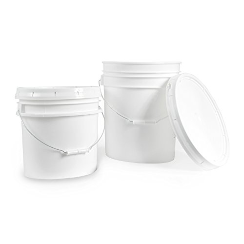 Ropak USA 3.5 Gallon Food Grade White Plastic Bucket with Handle & Lid - Set of 3