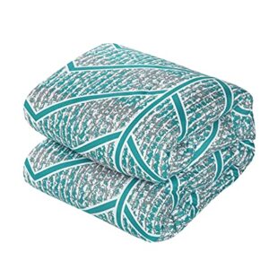 Chic Home Laredo Chevron and Geometric Printed Reversible Comforter Sheet Set, Full, Aqua