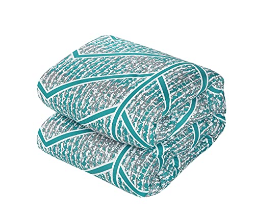 Chic Home Laredo Chevron and Geometric Printed Reversible Comforter Sheet Set, Full, Aqua