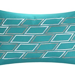 Chic Home Laredo Chevron and Geometric Printed Reversible Comforter Sheet Set, Full, Aqua