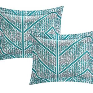 Chic Home Laredo Chevron and Geometric Printed Reversible Comforter Sheet Set, Full, Aqua