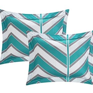 Chic Home Laredo Chevron and Geometric Printed Reversible Comforter Sheet Set, Full, Aqua