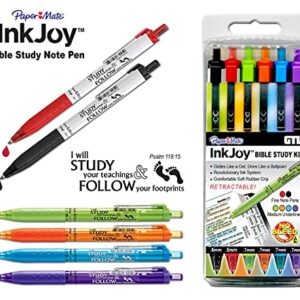 G.T. Luscombe Company, Inc. Paper:Mate InkJoy Bible Study Note Pen Kit | Comfortable, Fast Drying, Smooth No Bleed Ballpoint Pens | No Smearing or Fading | Vivid Multicolor- Set of 6 (New Packaging)