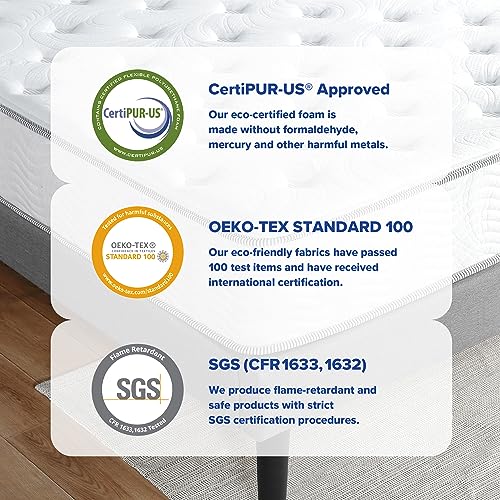 Olee Sleep 10 Inch Milky Way Tight Top Hybrid Spring Mattress, Full, White