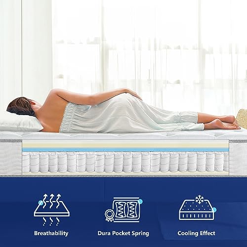 Olee Sleep 10 Inch Milky Way Tight Top Hybrid Spring Mattress, Full, White