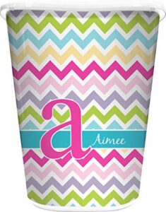 rnk shops colorful chevron waste basket - single sided (white) (personalized)
