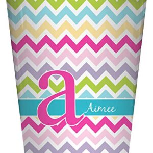RNK Shops Colorful Chevron Waste Basket - Single Sided (White) (Personalized)