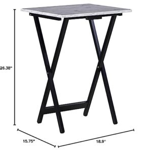 Linon Tray Table Set, 15.75"D x 18.9"W x 26.38"H, White