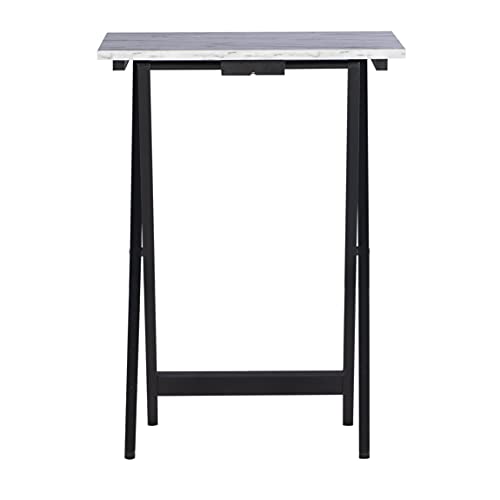 Linon Tray Table Set, 15.75"D x 18.9"W x 26.38"H, White