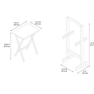 Linon Tray Table Set, 15.75"D x 18.9"W x 26.38"H, White