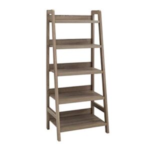 tracey greywash wooden five shelf ladder bookcase by linon