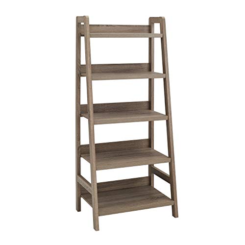 Tracey Greywash Wooden Five Shelf Ladder Bookcase by Linon