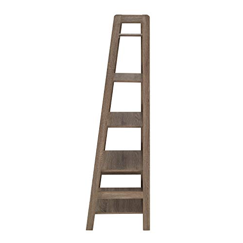 Tracey Greywash Wooden Five Shelf Ladder Bookcase by Linon