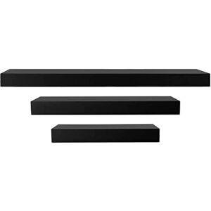 kieragrace modern floating-shelves, pack of 3, black, 3 count