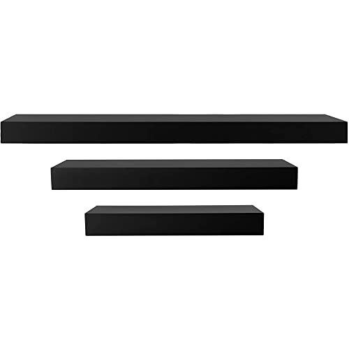 kieragrace Modern Floating-Shelves, Pack of 3, Black, 3 Count