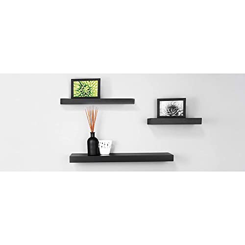 kieragrace Modern Floating-Shelves, Pack of 3, Black, 3 Count