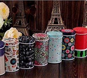 GracesDawn Set of 8 Home Kitchen Storage Containers Colorful Tins Round Tea Tins