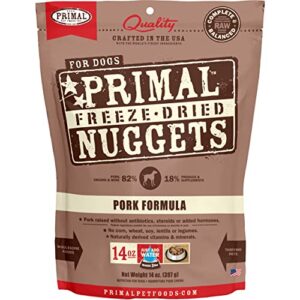 Primal Freeze Dried Dog Food Nuggets Pork 14 oz, Complete & Balanced Scoop & Serve Healthy Grain Free Raw Dog Food, Crafted in The USA