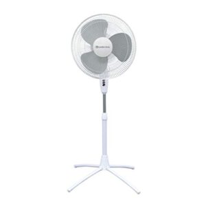 comfort zone czst185wt 18" 3-speed oscillating pedestal fan with adjustable height and tilt, 90-degree oscillation and quad-pod folding base, white