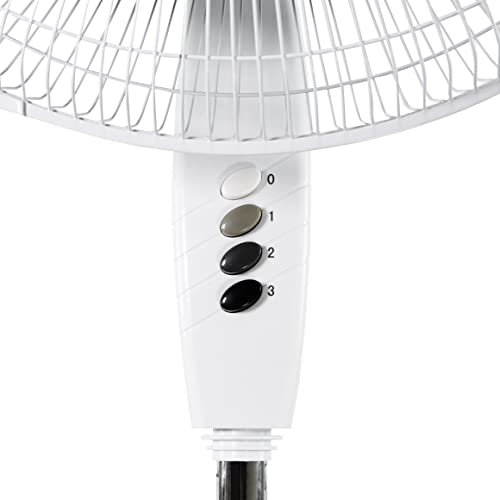 Comfort Zone CZST185WT 18" 3-Speed Oscillating Pedestal Fan with Adjustable Height and Tilt, 90-Degree Oscillation and Quad-Pod Folding Base, White