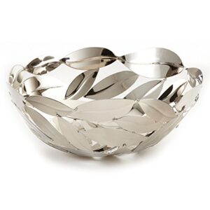 elegance nickel plated stainless steel round leaves basket, 11.25"