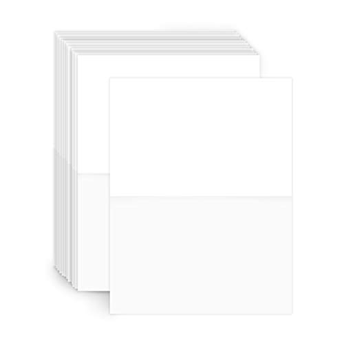 Heavyweight Blank White Half Fold Greeting Cards | For Wedding Invitation, Thank You Cards, Stationary Printing and DYI Projects | 5.5 x 8.5” Inches | 50 Cards Per Pack