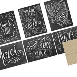 note card cafe thank you cards with kraft envelopes | 36 pack | rustic chalkboard thank you | blank inside, glossy finish | for greeting cards, occasions, birthdays, gifts