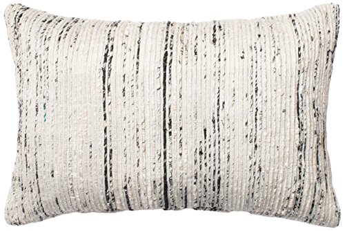 Loloi Mostly Cotton & Silk Cover with Down Fill Decorative Accent Pillow, 13" x 21", Silver/Multicolor