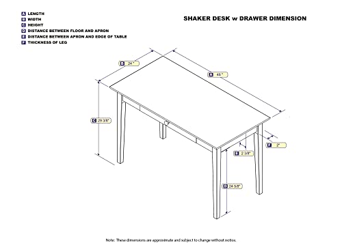 Atlantic Furniture AH12102 Shaker Desk with Drawer, White,H-79282