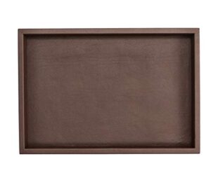 ottoman serving tray made of wood & faux leather - 18” x 13” - brown