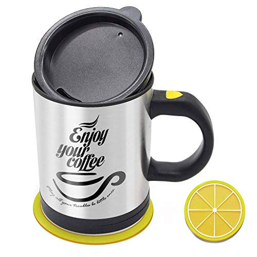 AZFUNN Self Stirring Coffee Mug - Self Stirring, Electric Stainless Steel Automatic Self Mixing Cup and Mug- Cute & Funny, Best for Morning, Travelling, Home, Office, Men and Women