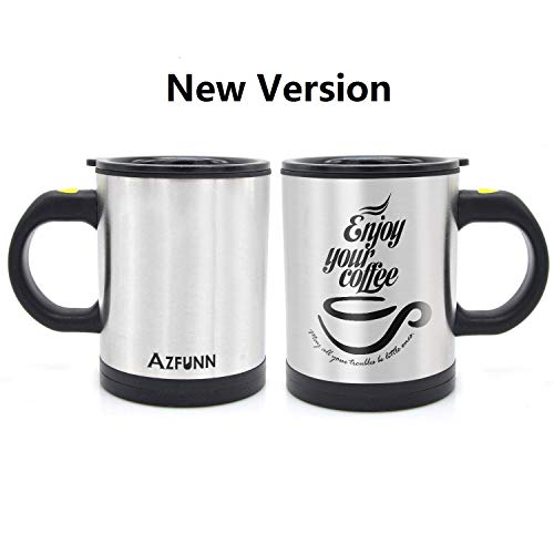 AZFUNN Self Stirring Coffee Mug - Self Stirring, Electric Stainless Steel Automatic Self Mixing Cup and Mug- Cute & Funny, Best for Morning, Travelling, Home, Office, Men and Women